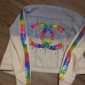 🌈 bling denim jacket